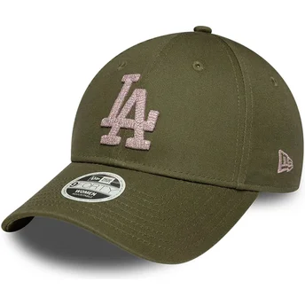 New Era Curved Brim Women 9FORTY Metallic Los Angeles Dodgers MLB Green Adjustable Cap
