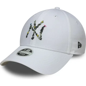 Sapkák ívelt fehér állítható pánt 9FORTY Floral Infill New York Yankees MLB New Era