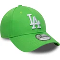 new-era-curved-brim-white-logo-9forty-league-essential-los-angeles-dodgers-mlb-light-green-adjustable-cap