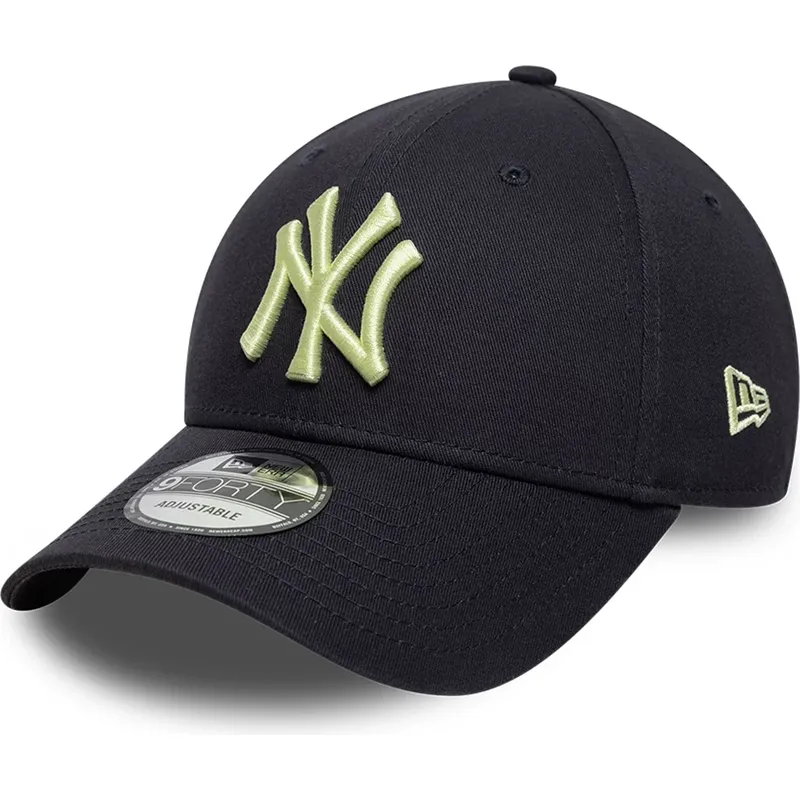 marineblaue-verstellbare-curved-cap-mit-gelbem-logo-9forty-league-essential-der-new-york-yankees-mlb-von-new-era