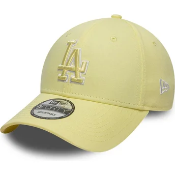 New Era Curved Brim Yellow Logo 9FORTY Team Outline Los Angeles Dodgers MLB Yellow Adjustable Cap