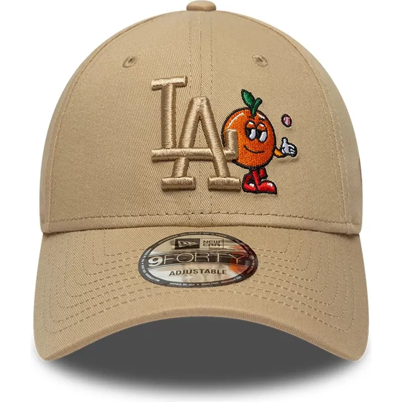 braune-verstellbare-curved-cap-mit-braunem-logo-9forty-tonal-icon-der-los-angeles-dodgers-mlb-von-new-era