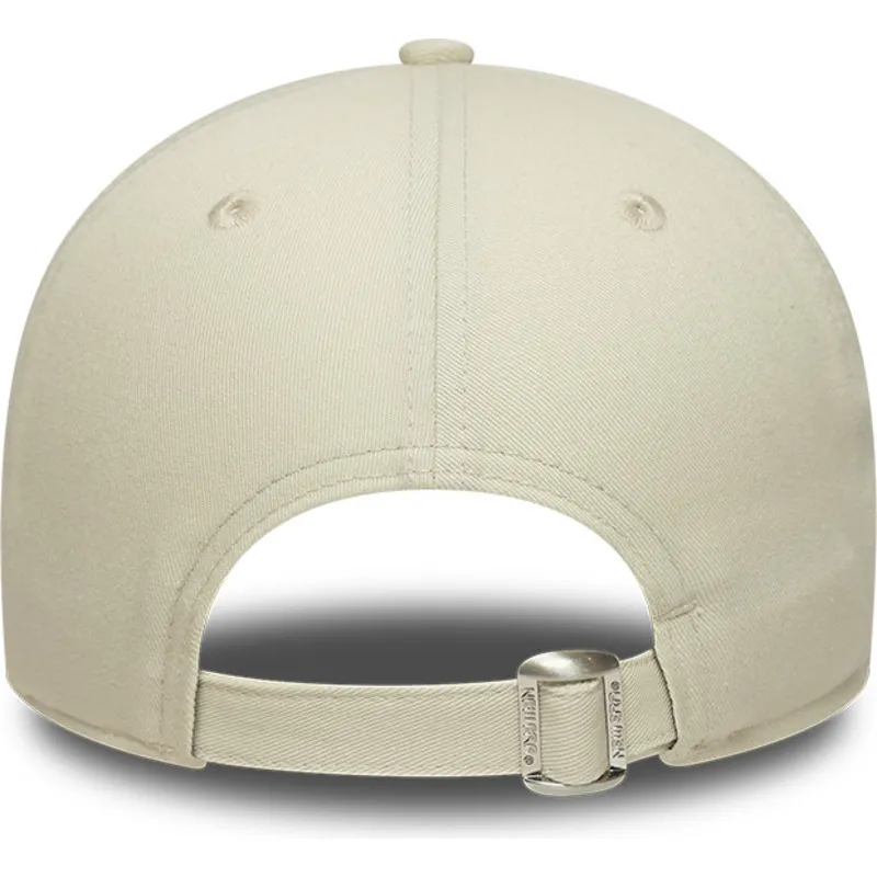 beige-och-rosa-justerbar-kurvad-keps-med-rosa-logotyp-9forty-world-series-patch-fran-los-angeles-dodgers-mlb-av-new-era