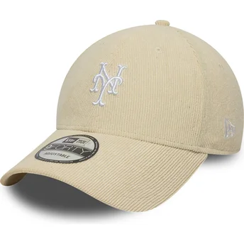 Sapkák ívelt bézs állítható pánt 9FORTY Soft Cord New York Mets MLB New Era