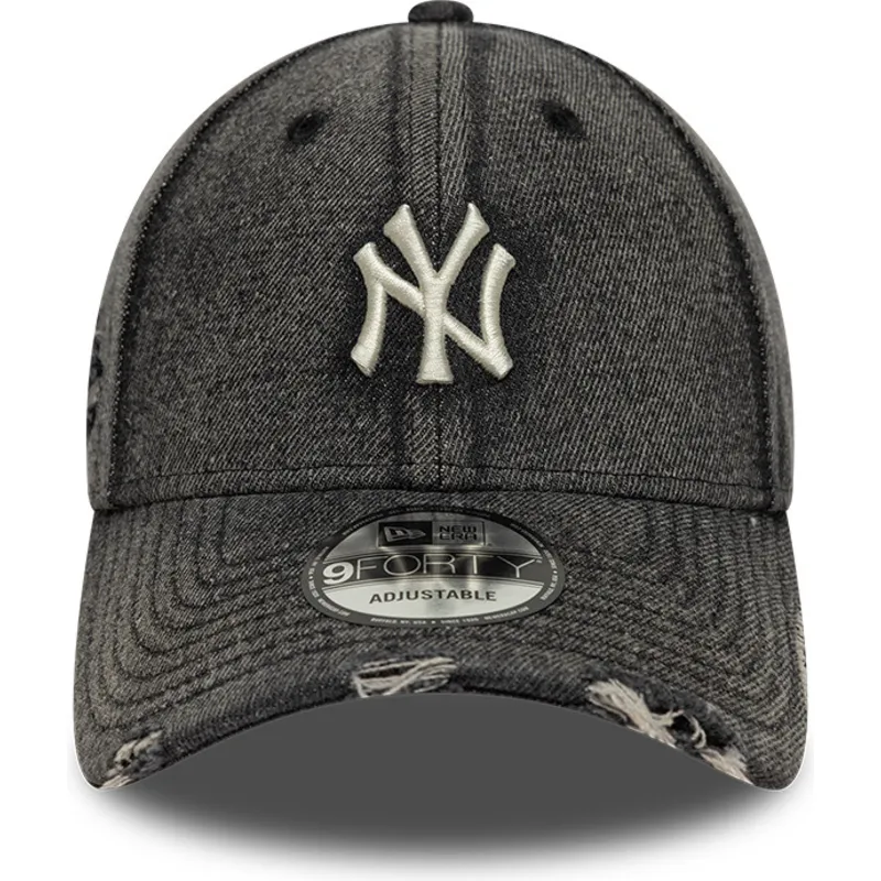 schwarze-gebogene-verstellbare-kappe-9forty-acid-wash-denim-der-new-york-yankees-mlb-von-new-era