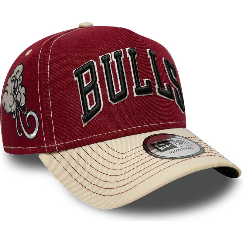 rote-und-beige-gebogene-snapback-kappe-e-frame-city-icon-der-chicago-bulls-nba-von-new-era