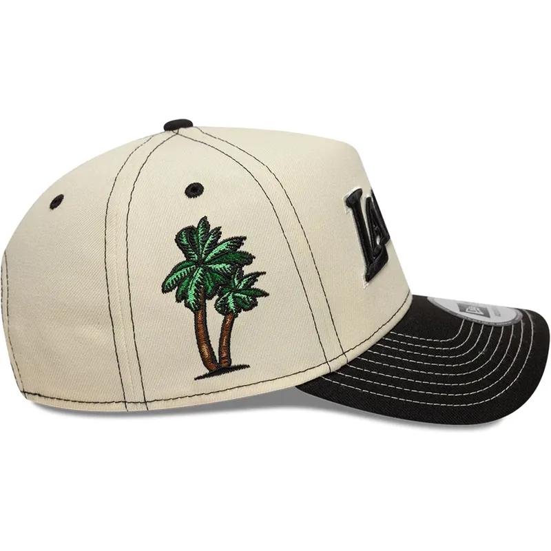 beige-und-schwarze-gebogene-snapback-kappe-e-frame-city-icon-der-los-angeles-lakers-nba-von-new-era
