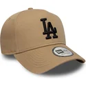 braune-gebogene-snapback-kappe-mit-schwarzem-logo-e-frame-league-essential-der-los-angeles-dodgers-mlb-von-new-era