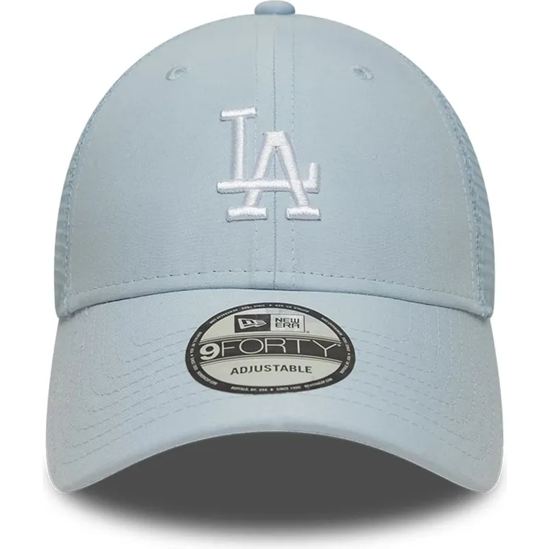 hellblaue-verstellbare-trucker-kappe-9forty-homefield-midi-der-los-angeles-dodgers-mlb-von-new-era
