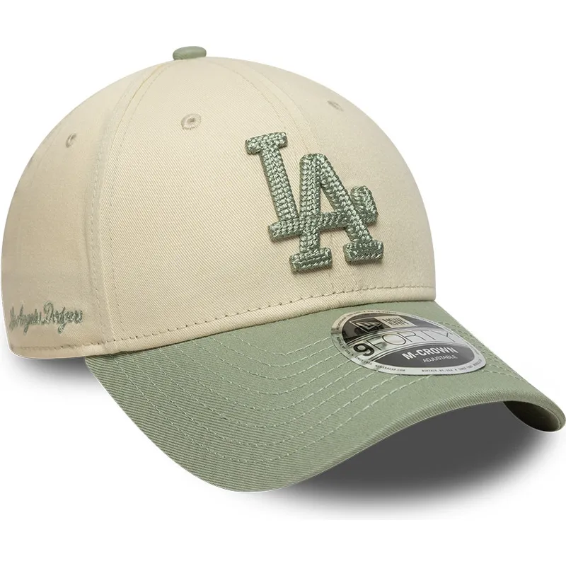 sapkak-ivelt-bezs-snapback-9forty-m-crown-side-script-los-angeles-dodgers-mlb-new-era
