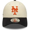 beige-och-svart-kurvad-keps-snapback-9forty-m-crown-side-script-new-york-mets-mlb-fran-new-era
