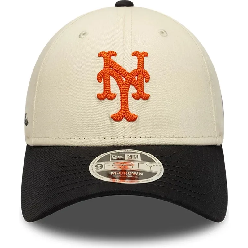 beige-och-svart-kurvad-keps-snapback-9forty-m-crown-side-script-new-york-mets-mlb-fran-new-era