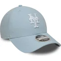 new-era-curved-brim-9forty-m-crown-linen-new-york-mets-mlb-light-blue-snapback-cap