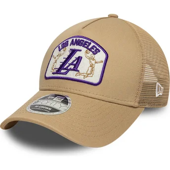 Trucker-Cap beige 9FORTY M-Crown A Frame der Los Angeles Lakers NBA von New Era