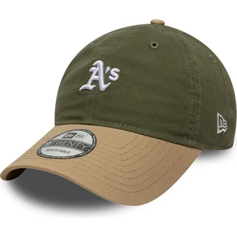 New Era Curved Brim 9TWENTY Mini Washed Contrast Oakland Athletics MLB Green and Brown Adjustable Cap