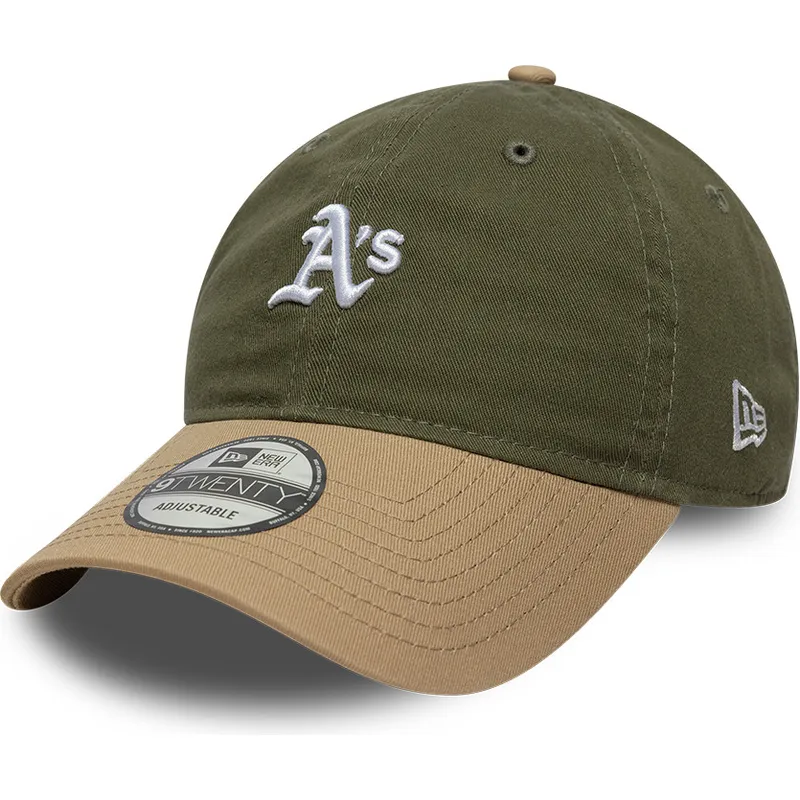 gron-och-brun-justerbar-kurvad-keps-9twenty-mini-washed-contrast-fran-oakland-athletics-mlb-av-new-era