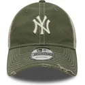 grune-verstellbare-trucker-kappe-9twenty-cotton-canv-der-new-york-yankees-mlb-von-new-era