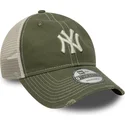 grune-verstellbare-trucker-kappe-9twenty-cotton-canv-der-new-york-yankees-mlb-von-new-era