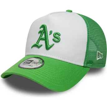 Grön och vit trucker-keps med grönt logo A Frame League Essential från Oakland Athletics MLB av New Era
