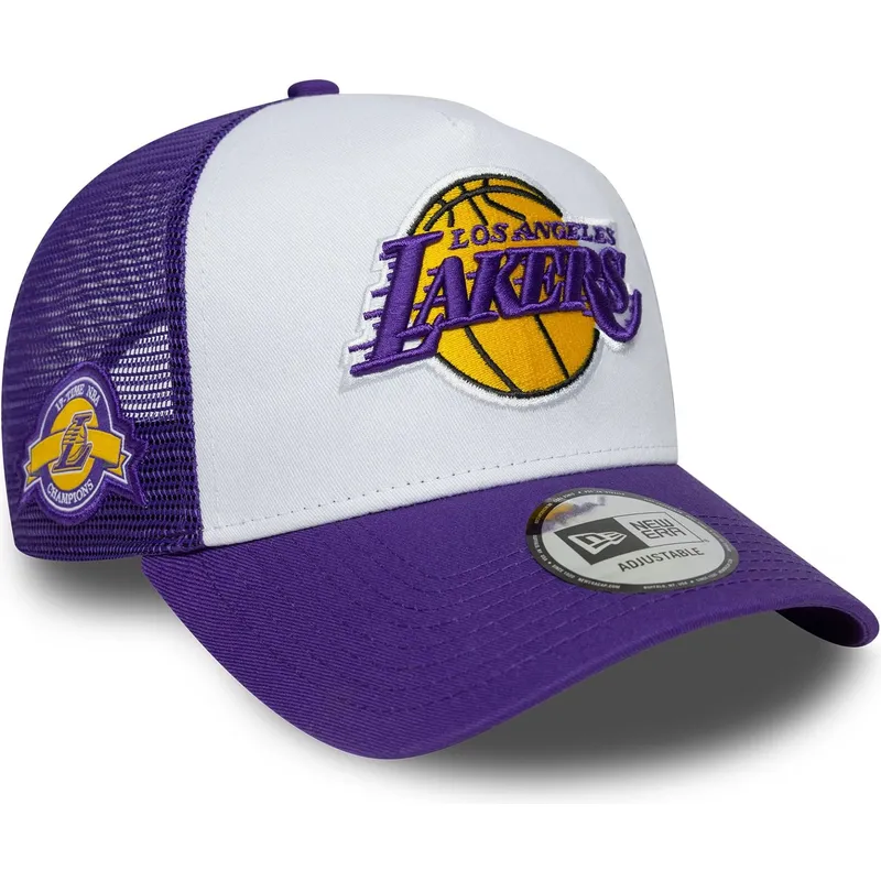 new-era-a-frame-side-patch-los-angeles-lakers-nba-purple-and-white-trucker-hat