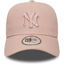 trucker-cap-rosa-mit-rosa-logo-a-frame-outline-von-new-york-yankees-mlb-von-new-era