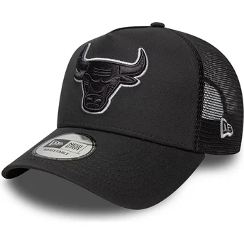 Gorra trucker negra con logo negro A Frame Outline de Chicago Bulls NBA de New Era