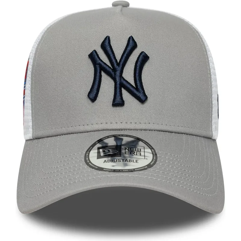 trucker-cap-grau-a-frame-side-patch-von-new-york-yankees-mlb-von-new-era