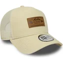beige-trucker-keps-a-frame-denim-leather-patch-fran-new-era