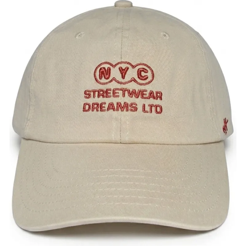 homenage-curved-brim-ny-dreams-just-kids-the-90s-beige-adjustable-cap