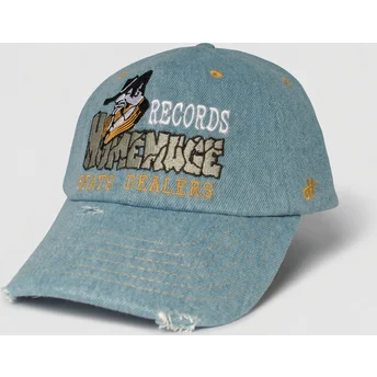 Gebogene verstellbare blaue Kappe Denim Records Music Shapes Identity The 90s von Homenage