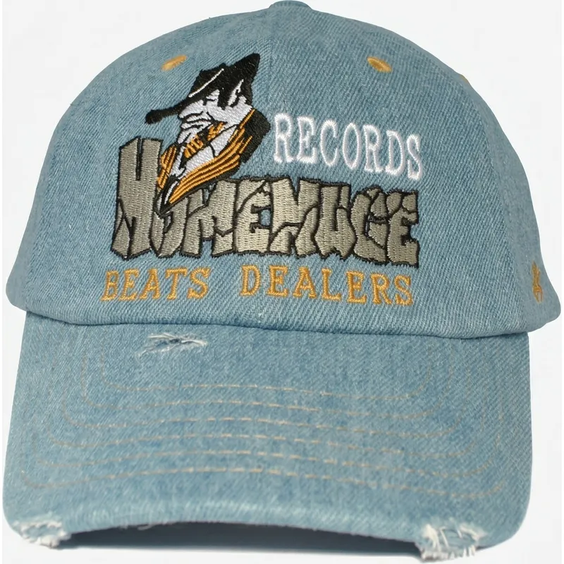 homenage-curved-brim-denim-records-music-shapes-identity-the-90s-blue-adjustable-cap