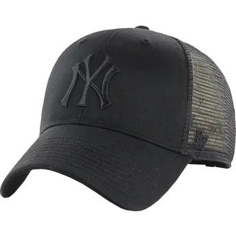 47 Brand Black Logo New York Yankees MLB MVP Branson Black Trucker Hat