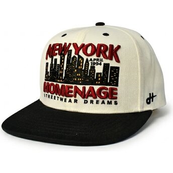 Flache beige und schwarze Snapback-Kappe NYSKY Skylines The Snap von Homenage