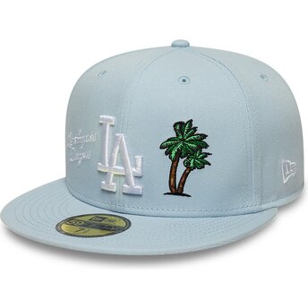 Hellblaue, eng anliegende 59FIFTY City Icon Flat Cap der Los Angeles Dodgers von New Era