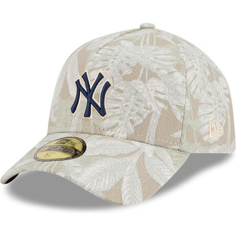 Beige gebogene verstellbare 59FORTY A Frame Leafy Palm Kappe der New York Yankees MLB von New Era