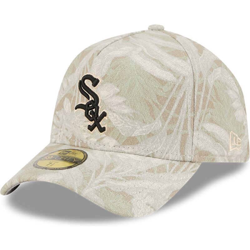 new-era-curved-brim-59forty-a-frame-leafy-palm-chicago-white-sox-mlb-beige-fitted-cap
