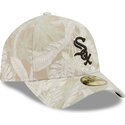 new-era-curved-brim-59forty-a-frame-leafy-palm-chicago-white-sox-mlb-beige-fitted-cap