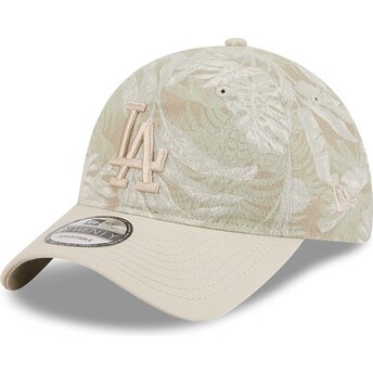 New Era Curved Brim 9TWENTY Leafy Palm Los Angeles Dodgers MLB Beige Adjustable Cap
