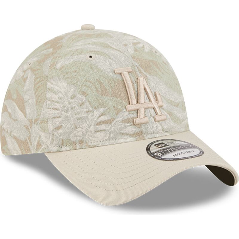 new-era-curved-brim-9twenty-leafy-palm-los-angeles-dodgers-mlb-beige-adjustable-cap