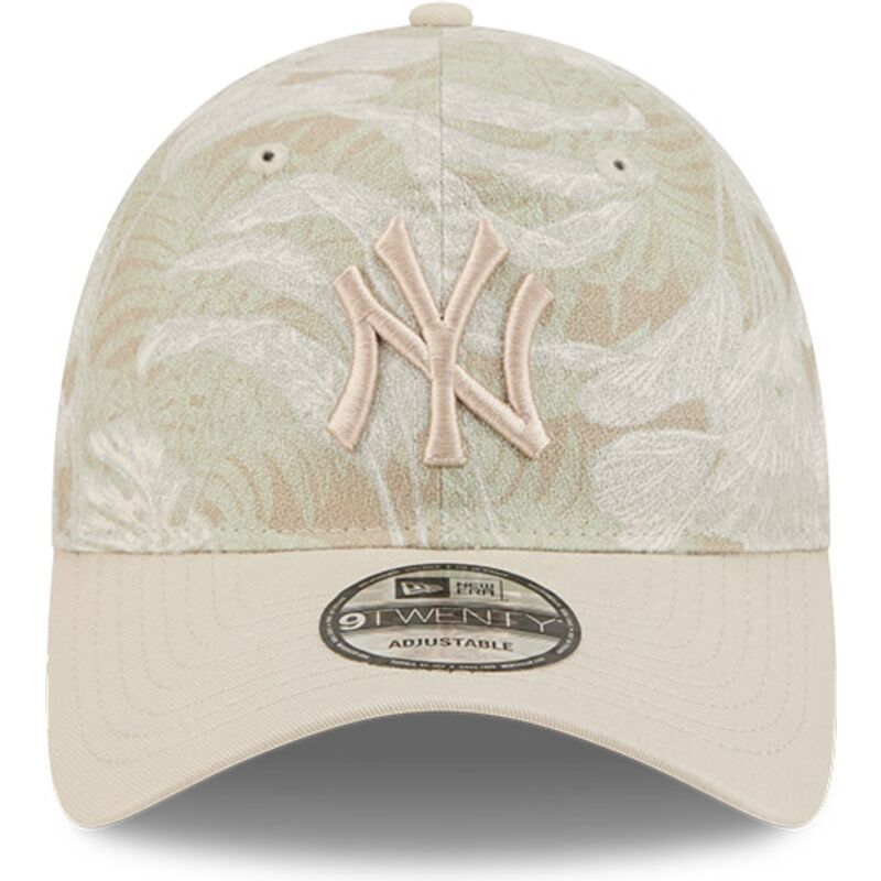 beige-gebogene-verstellbare-9twenty-leafy-palm-kappe-der-new-york-yankees-mlb-von-new-era