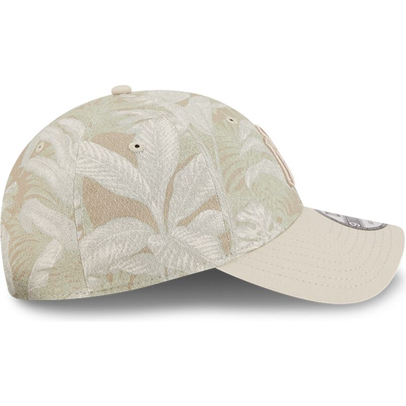 beige-gebogene-verstellbare-9twenty-leafy-palm-kappe-der-new-york-yankees-mlb-von-new-era