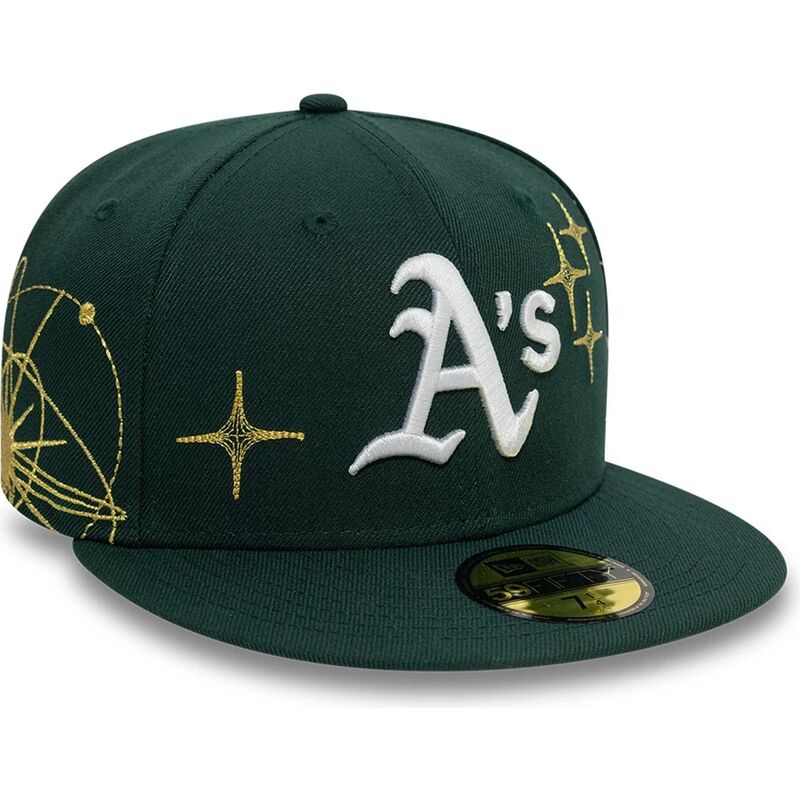 grune-enganliegende-59fifty-zodiac-flat-cap-der-oakland-athletics-mlb-von-new-era