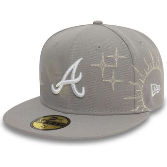 Gorra plana gris ajustada 59FIFTY Zodiac de Atlanta Braves MLB de New Era