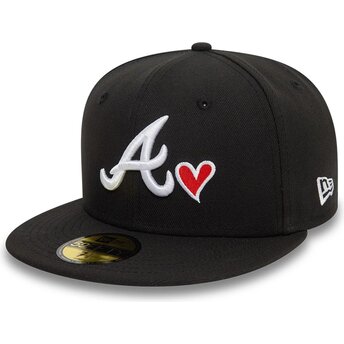 New Era Flat Brim 59FIFTY Heart Icon Atlanta Braves MLB Black Fitted Cap
