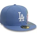blaue-flache-angepasste-59fifty-floral-kappe-der-los-angeles-dodgers-mlb-von-new-era