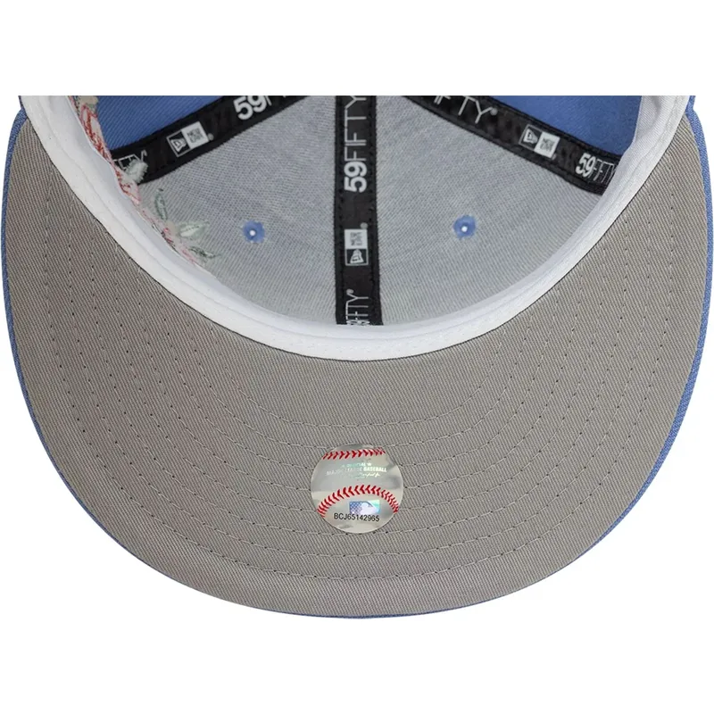 blaue-flache-angepasste-59fifty-floral-kappe-der-los-angeles-dodgers-mlb-von-new-era