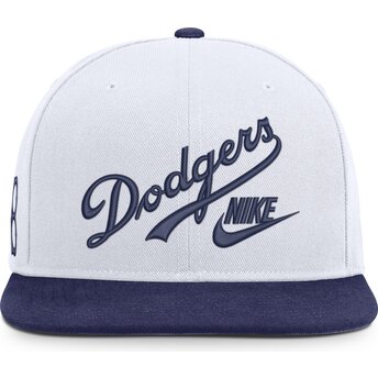 Sapkák lapos fehér snapback Cooperstown Dri-Fit Pro Structured Square Bill Los Angeles Dodgers MLB Nike