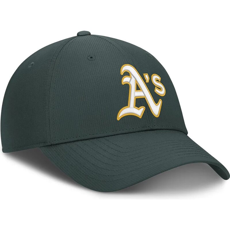 grune-verstellbare-gebogene-kappe-club-structured-uv-poly-ripstop-von-oakland-athletics-mlb-von-nike
