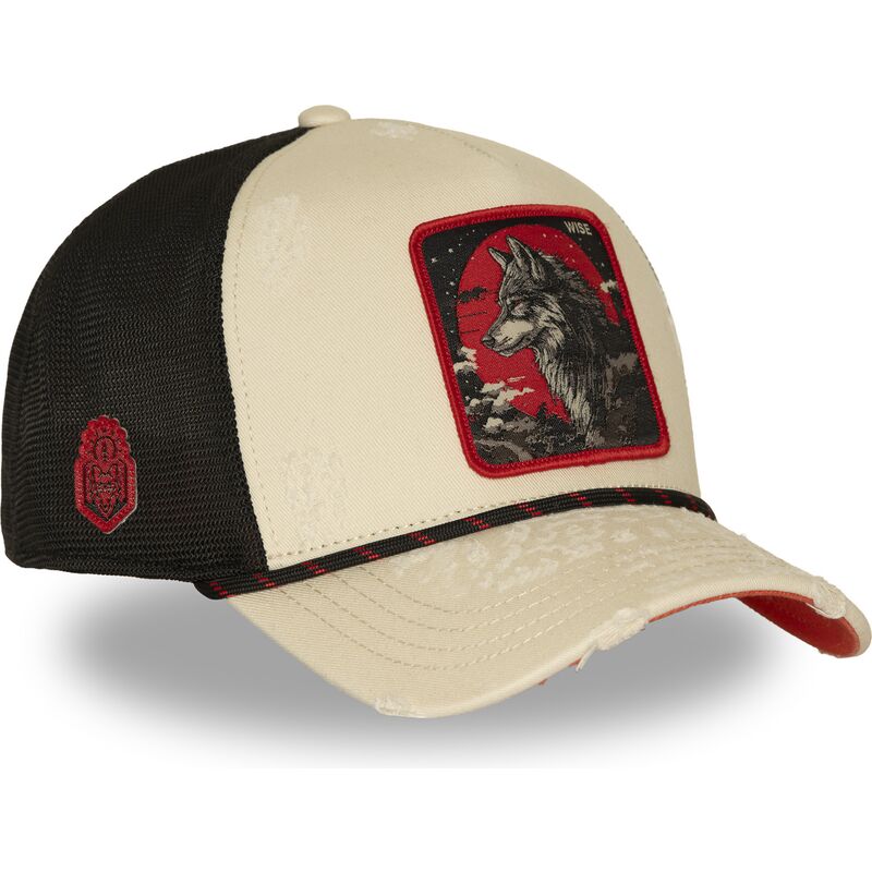 trucker-cap-beige-und-schwarz-wolf-wise-bea3-wisb-beasts-von-capslab trucker-cap-beige-und-schwarz-wolf-wise-bea3-wisb-beasts-von-capslab