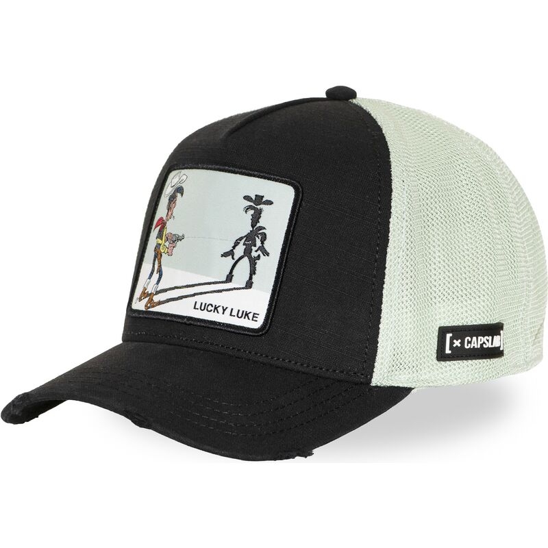 schwarze-und-weisse-trucker-kappe-lucky-luke-lck3-flub-von-capslab schwarze-und-weisse-trucker-kappe-lucky-luke-lck3-flub-von-capslab